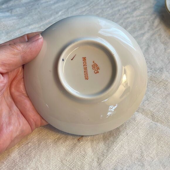 VTG Lomonosov Imperial Porcelain Tulip net pattern cobalt blue 22K gold teacup s - Picture 13 of 13